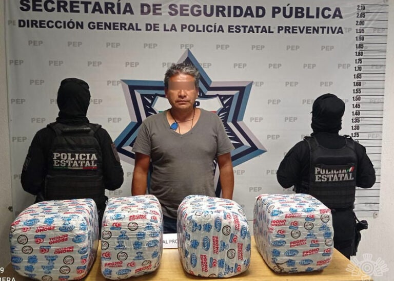 Detienen a hombre con 26 kilos de marihuana en Puebla; recibía pedidos por teléfono