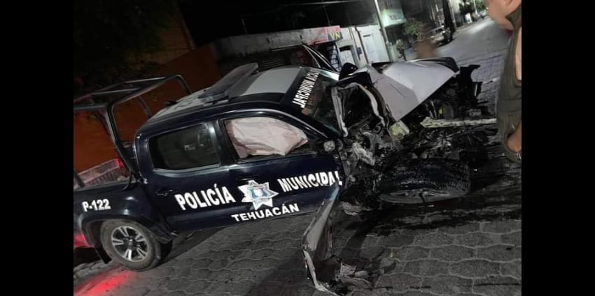 Persecución deja un aparatoso choque en municipio de Puebla; los sospechosos huyeron