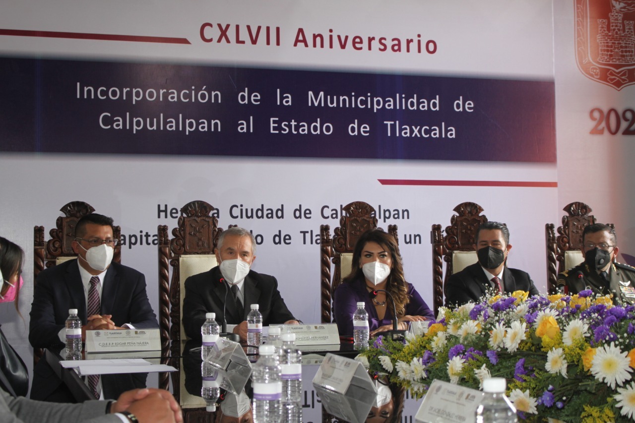 Trabajo coordinado entre gobierno y municipio de Calpulalpan, en su 147 aniversario de adhesión al Estado