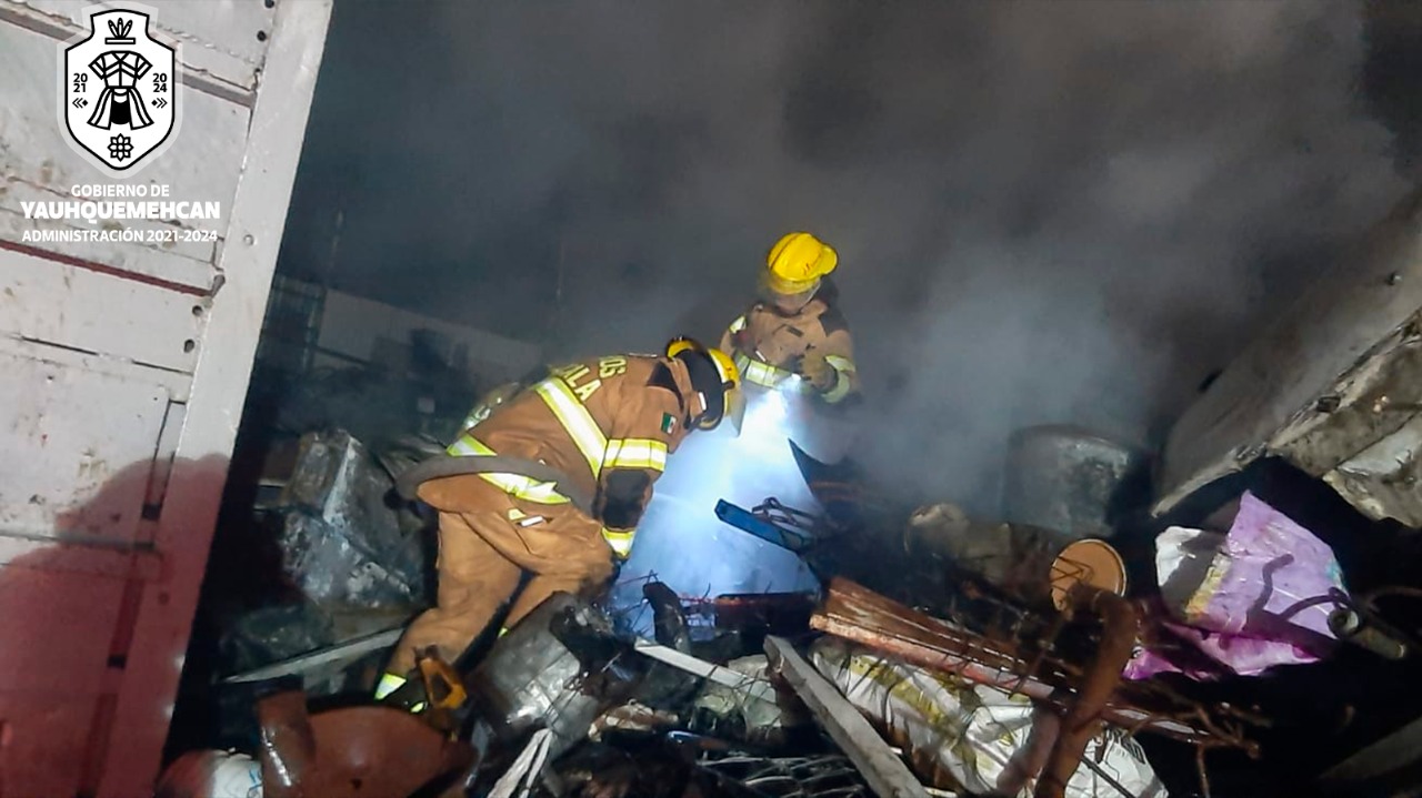 Atendió Protección Civil de Yauhquemehcan incendio en tiradero industrial