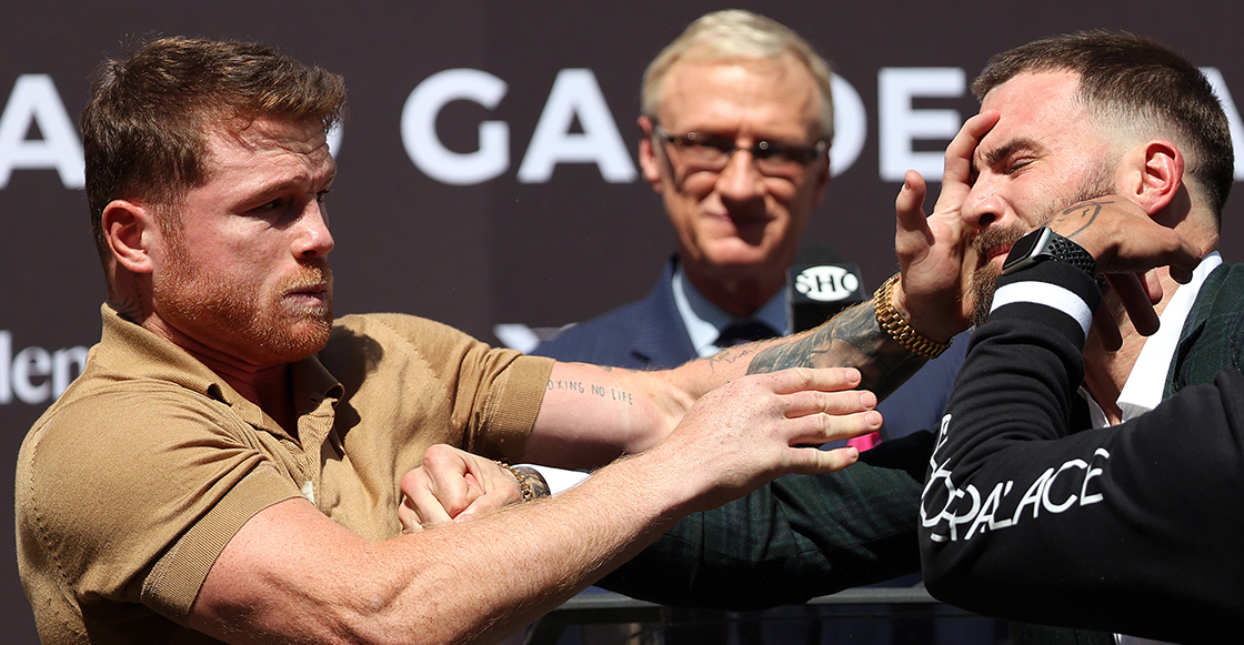 Canelo Álvarez y Caleb Plant se van a los golpes en conferencia; Canelo da las razones 