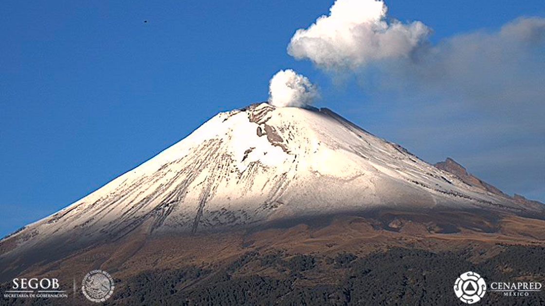 Actividad volcánica del Popocatépetl: se han presentado 260 exhalaciones en 24 hrs.