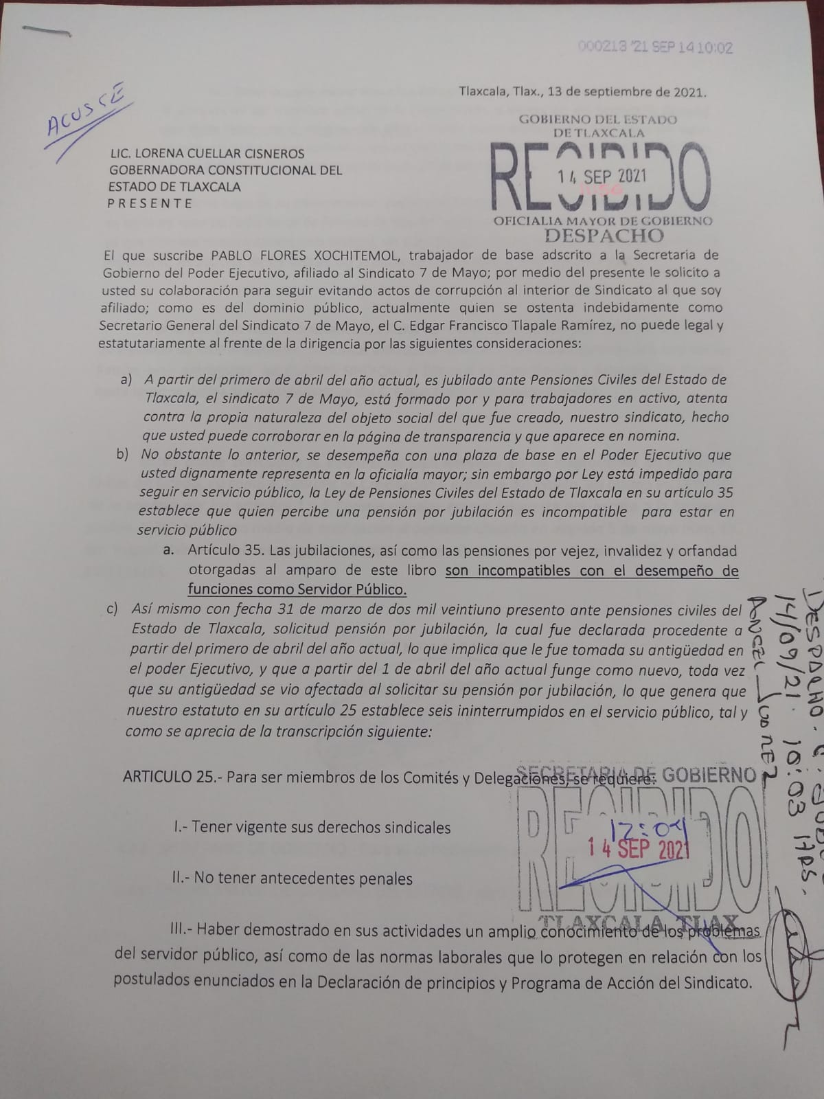 Solicitan intervención de Lorena Cuéllar en acciones de Edgar Tlapale