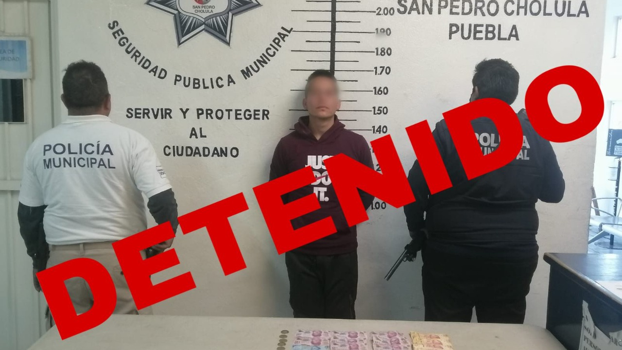 Detienen en San Pedro Cholula a un asaltante con historial de 20 robos 