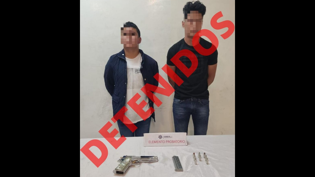En San Pedro Cholula fueron detenidos dos menores de edad que portaban un arma de fuego