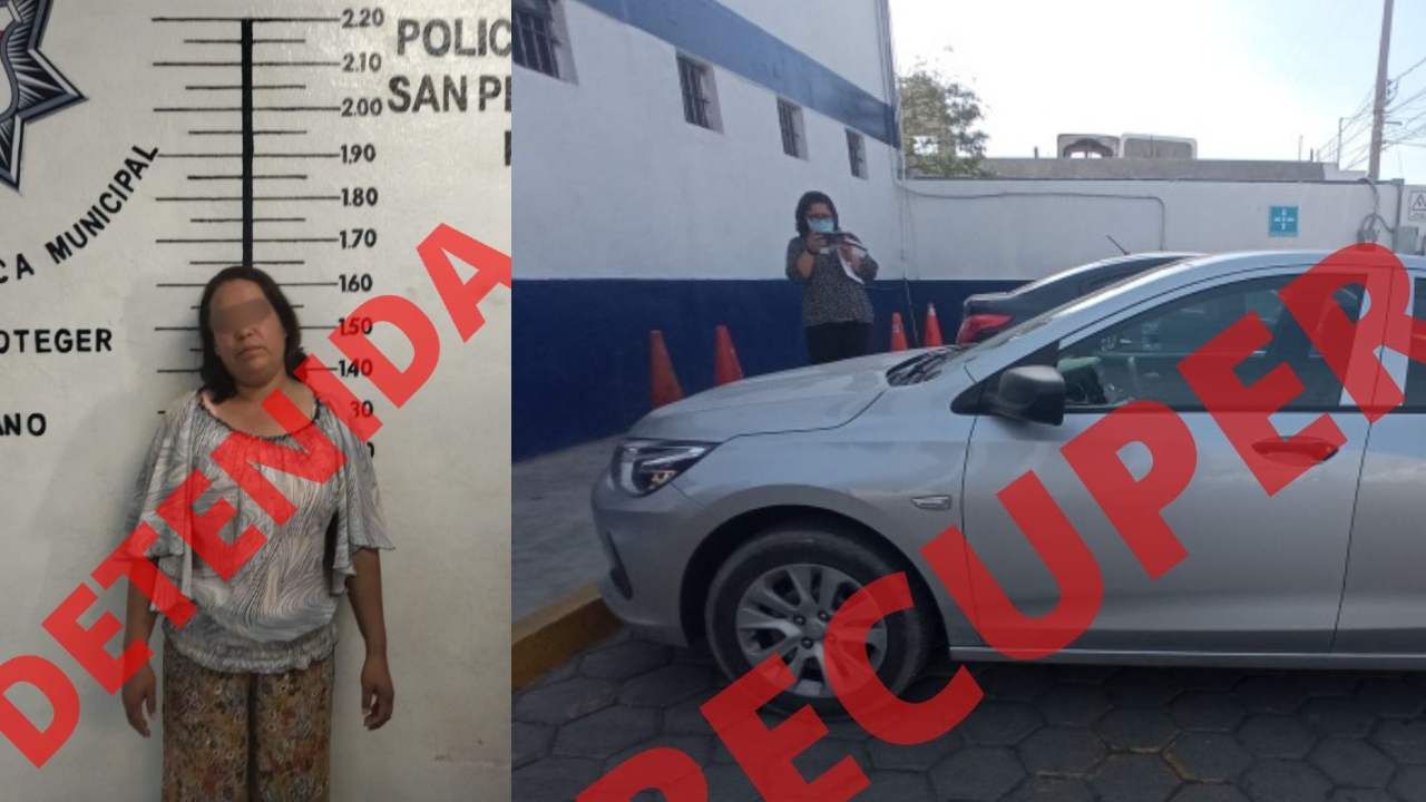 Policías de San Pedro Cholula localizaron un automóvil con reporte robo y detuvieron a su conductora