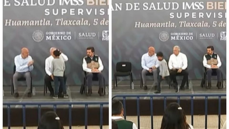 Niño se ‘cuela’ en evento de AMLO: le pide que saque a su papá de la cárcel