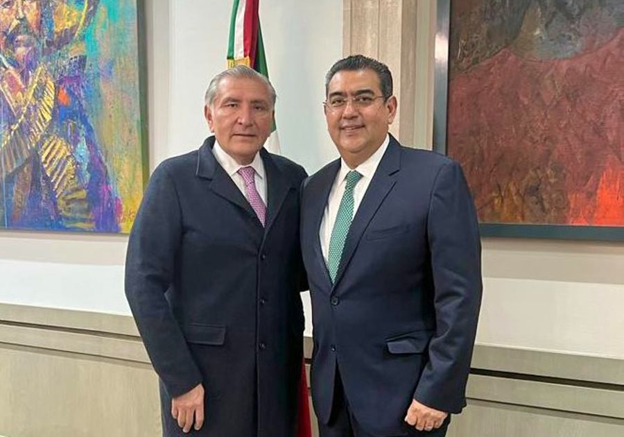 Se reúnen Adán Augusto y el gobernador de Puebla, Sergio Salomón; refrendan compromiso entre gobierno estatal y federal