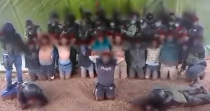 Circula video del CJNG con hombres sometidos; se presume que de ellos serian los cuerpos hallados