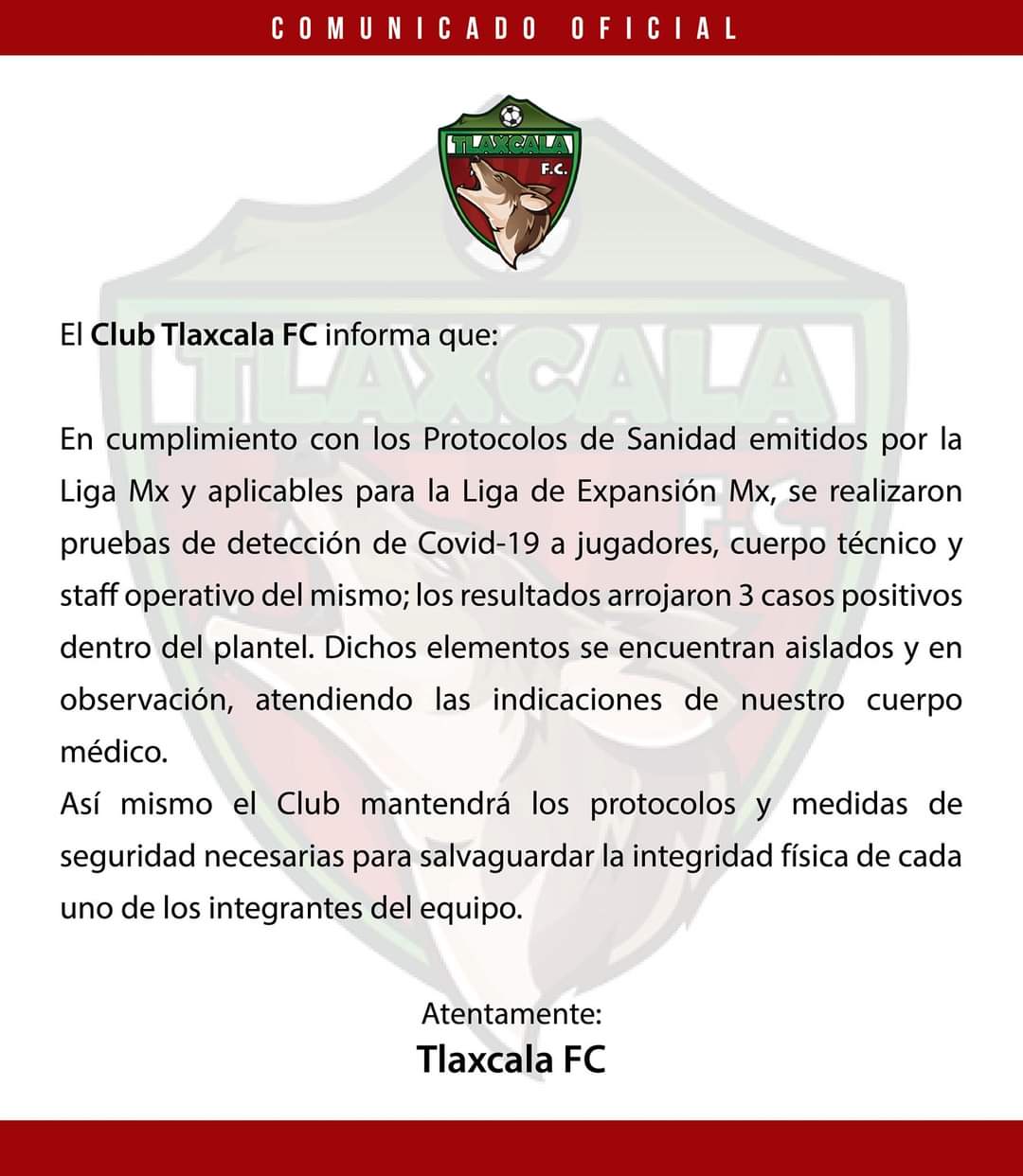 Infectados por Covid-19 tres colaboradores de Coyotes Tlaxcala 