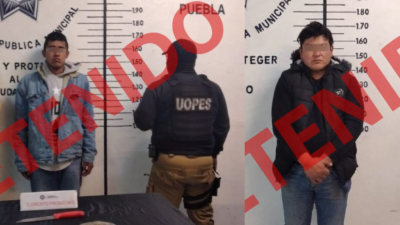 Detienen en San Pedro Cholula a dos presuntos narcomenudistas