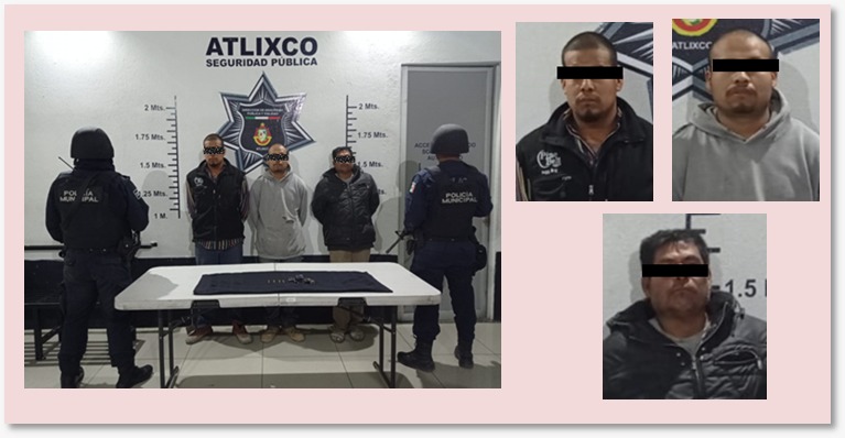 Por posesión ilegal de arma de fuego policía municipal de Atlixco detiene a sujetos