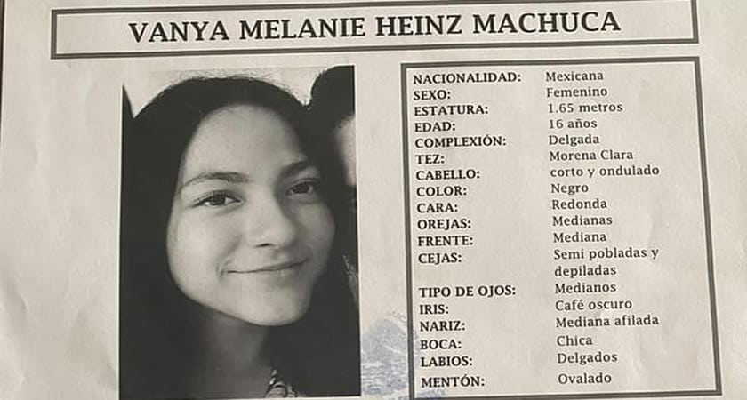 Se solicita su colaboración para localizar a Vanya Heinz; fue vista por última vez en los Héroes, Puebla