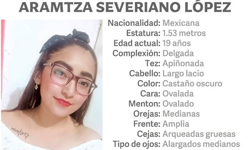 Se solicita de su apoyo para localizar a Aramtza Severiano Martínez, vista por última vez en Palmar de Bravo