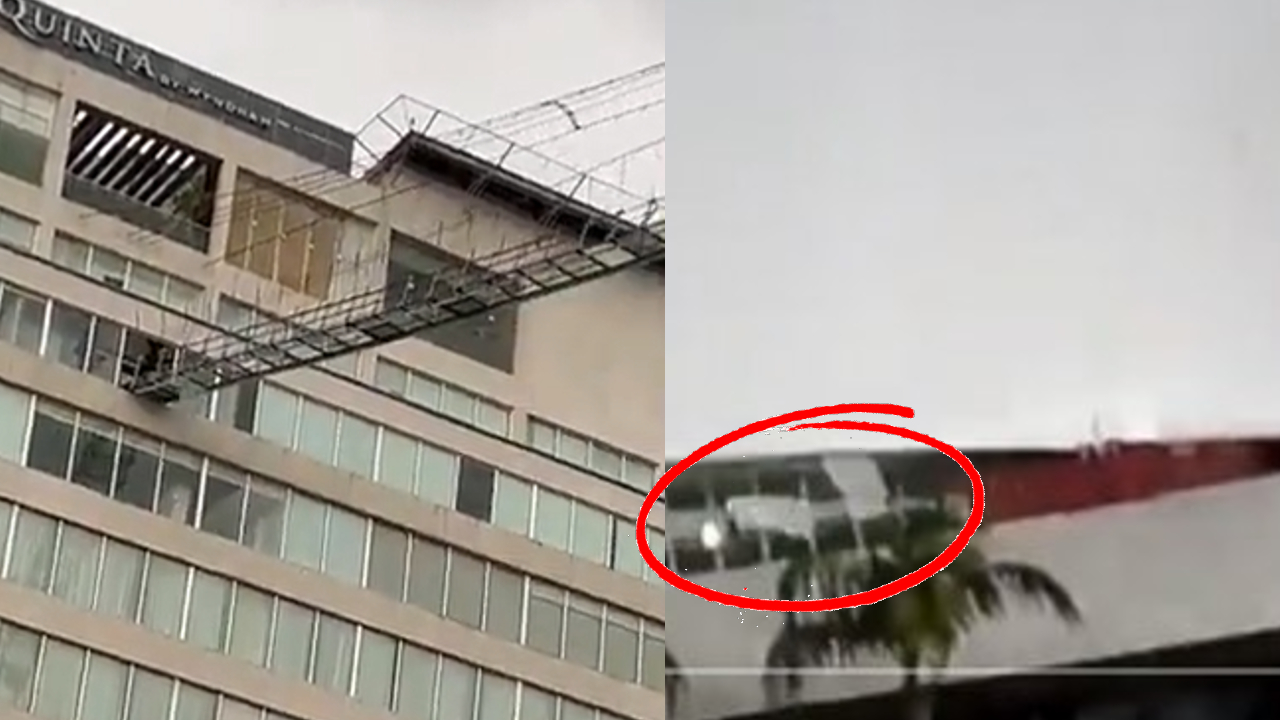 Caen cristales del Puente Sky Bridge debido a las fuertes lluvias