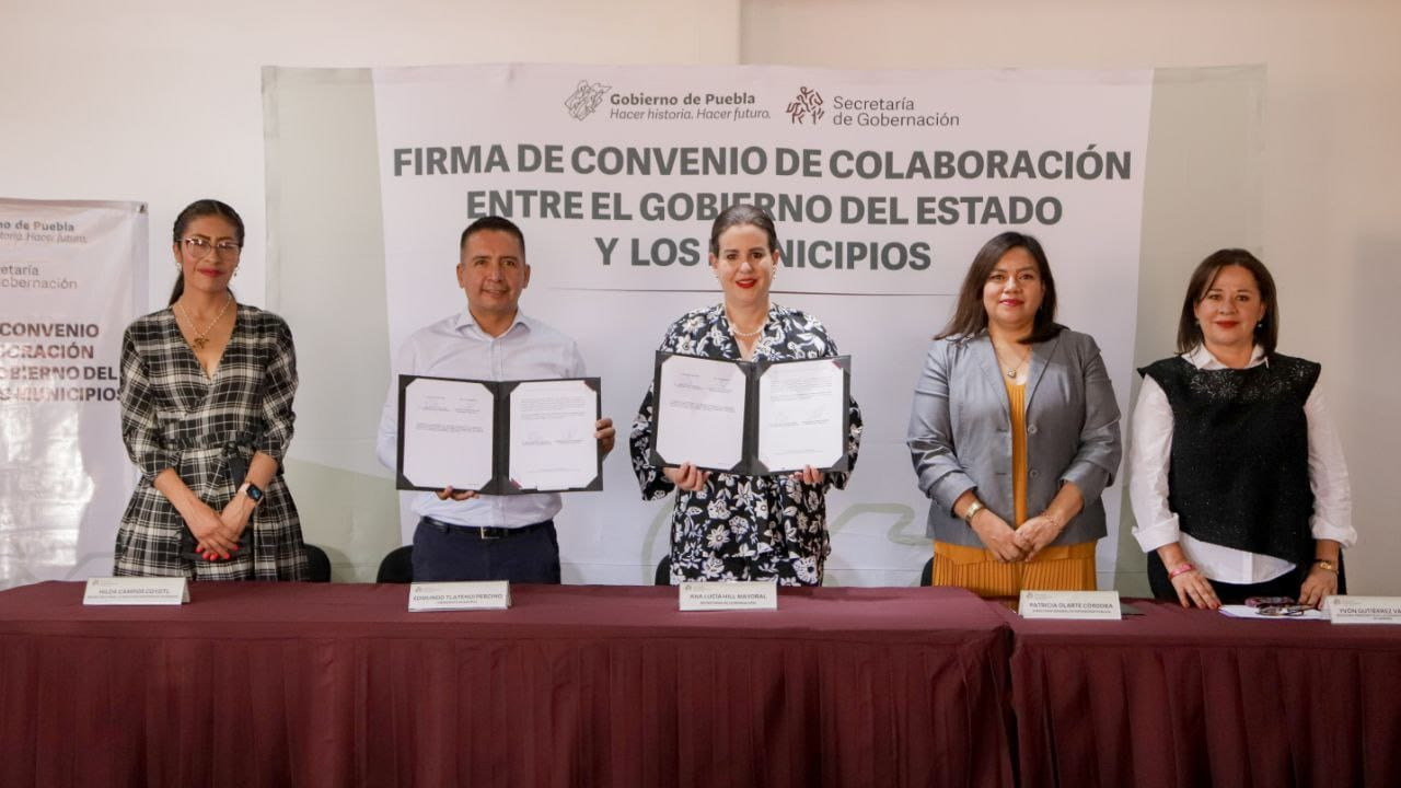 Ayuntamiento de San Andrés Cholula y SEGOB firman un convenio de colaboración para el beneficio de las mujeres víctimas de violencia