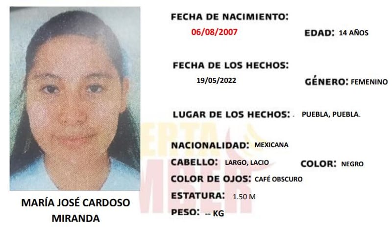 María José Cardoso fue vista por última vez en  la colonia Moctezuma; ayuda a localizarla