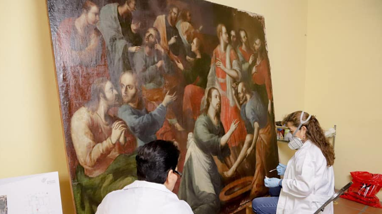 Están siendo restaurados los oleos del templo de San Francisco de Acatepec  