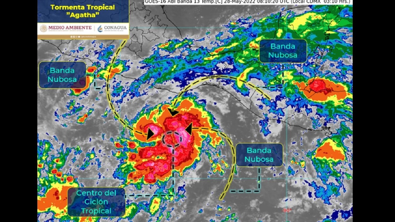 Se forma tormenta tropical ‘Agatha’ frente a costas de Oaxaca y Guerrero; podría intensificarse a huracán 