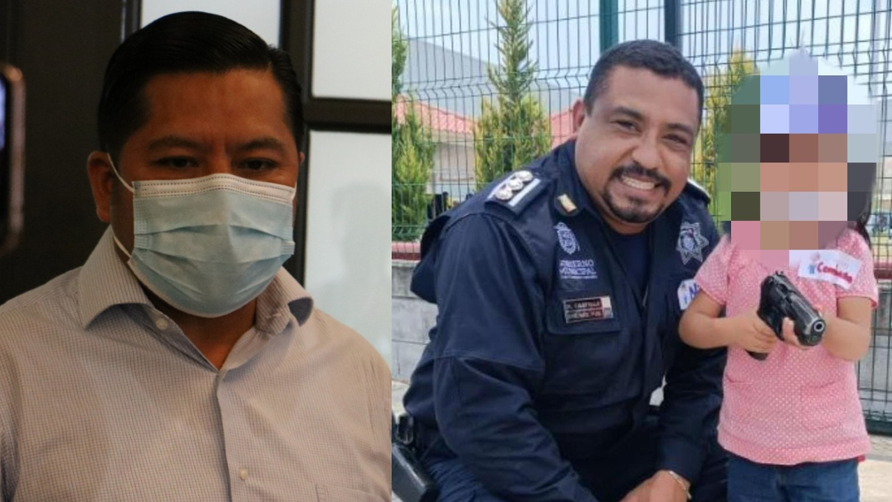 Tras prestar a niña su arma para una fotografía, director de Seguridad de Cuautlancingo será suspendido de su cargo