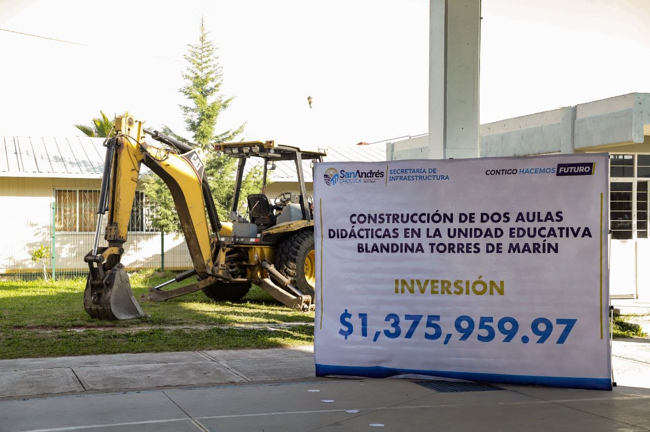 Arranca Mundo Tlatehui construcción de dos aulas de medios y domos en escuelas del municipio
