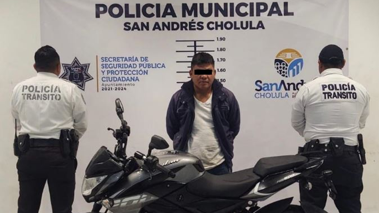Detienen en San Andrés Cholula a un presunto ladrón de motocicletas 