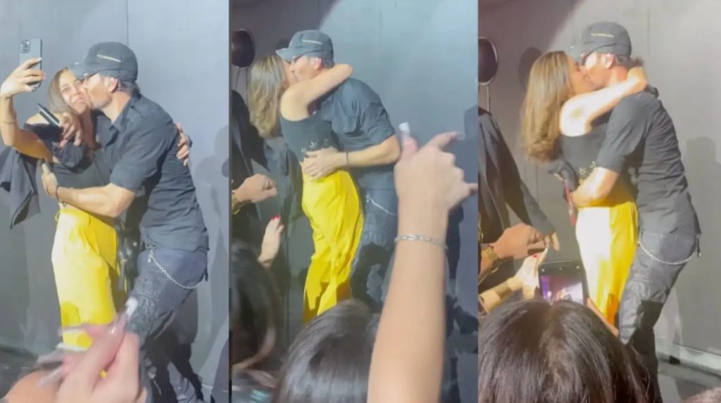 Critican a Enrique Iglesias por apasionado beso en la boca que le dio a una fan.