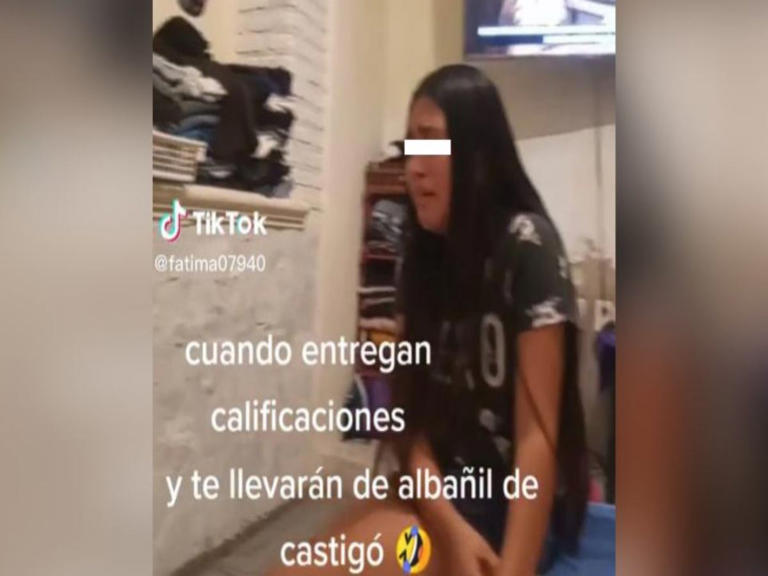Jovencita es obligada a trabajar como albañil por sus malas calificaciones (Vídeo)