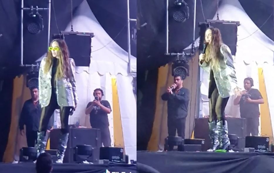 "Es muy amable con su publico": "¡Cómo gritas!" le dice Belinda a fan durante concierto (Vídeo)