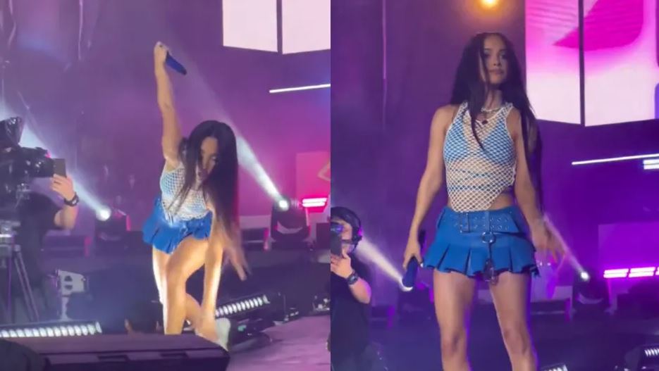Becky G estuvo a punto de caer sobre el escenario durante concierto en México; así fue el incidente (Vídeo)