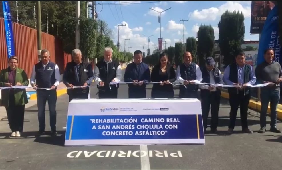 Inauguración de la rehabilitación vial en Camino Real a San Andrés Cholula