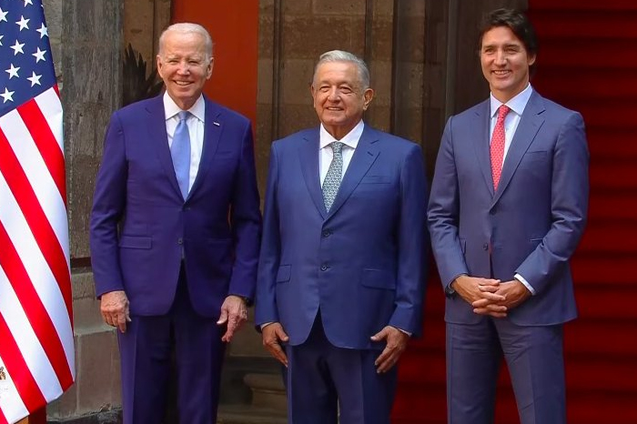 Recibe AMLO en Palacio Nacional a Joe Biden y Justin Trudeau
