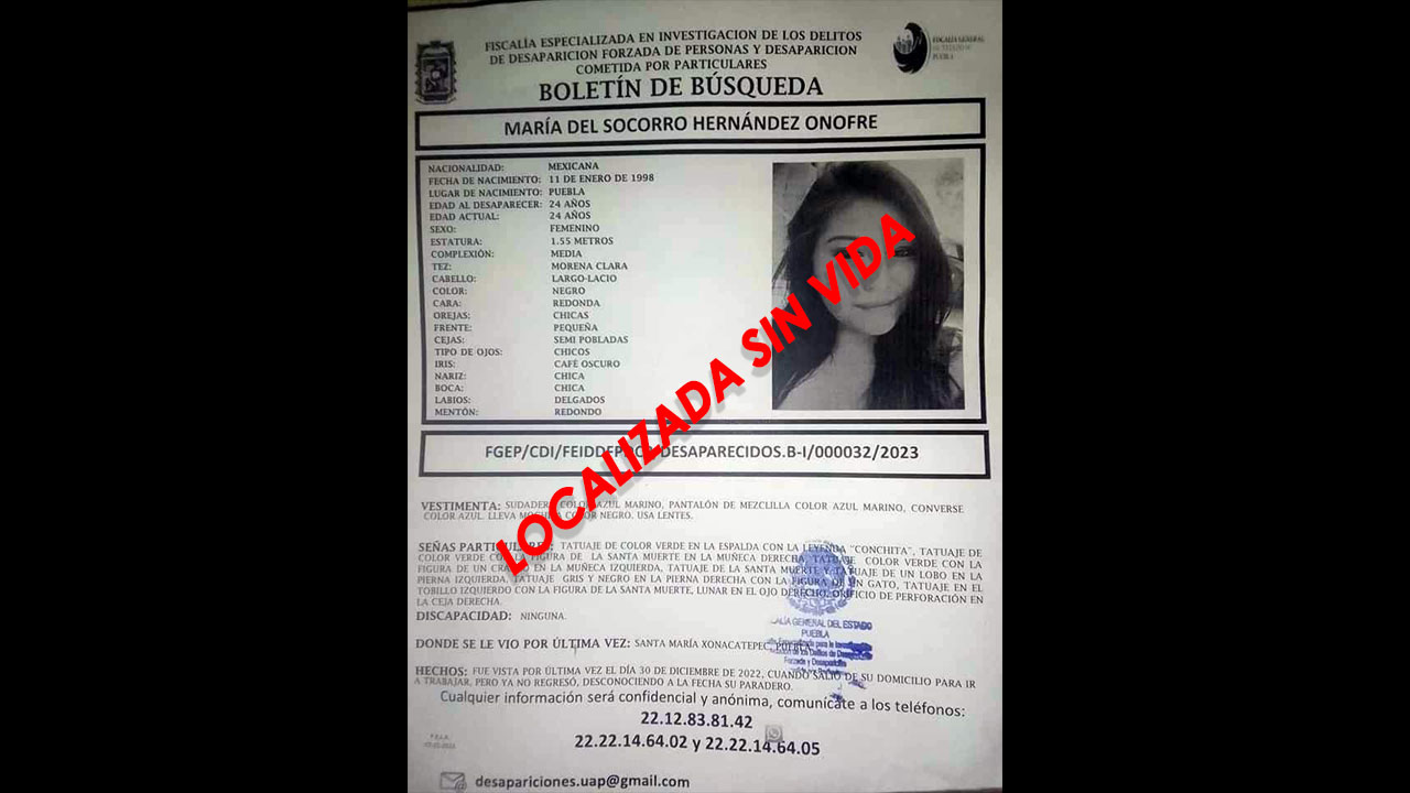 Identifican cuerpo de mujer hallada en Tecamachalco; había sido reportada como desaparecida 