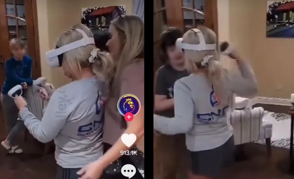 Abuelita juega con realidad virtual pero termina golpeando a su nieto, reacción se hace viral (Vídeo)