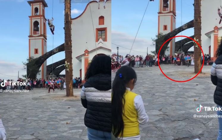 Captan momento en que un hombre es 'atropellado' por un volador de Papantla (Vídeo)