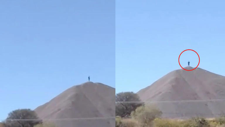 Usuario de redes graba a un presunto "gigante" en lo alto de una montaña en México