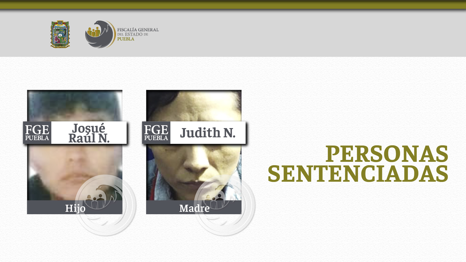 FGE logró sentencia de más de 20 años de prisión contra madre e hijo, por homicidio
