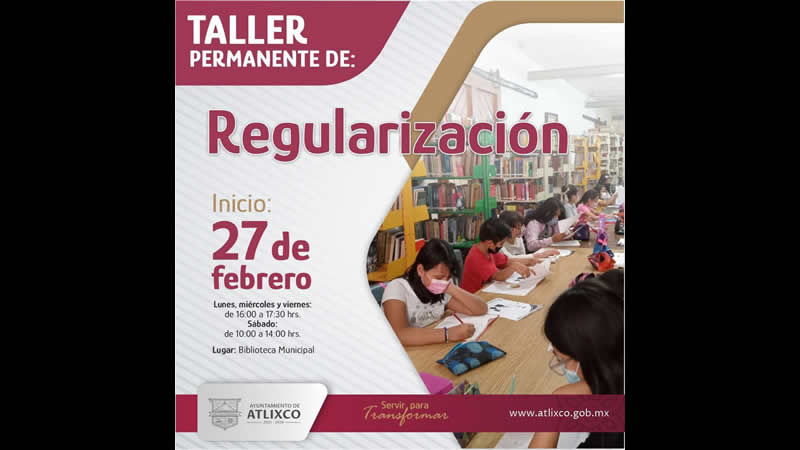 Conoce los cursos que se imparten en la biblioteca municipal de Atlixco 