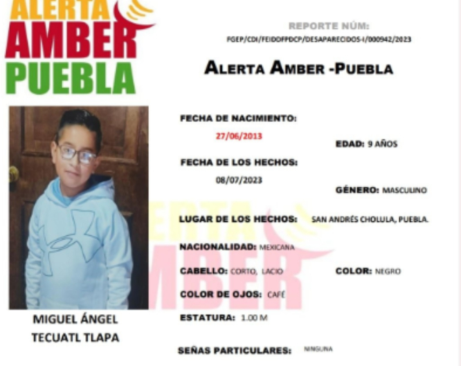 Miguel Ángel Tecuatl, visto por última vez en San Andrés Cholula, lanzan Alerta Amber