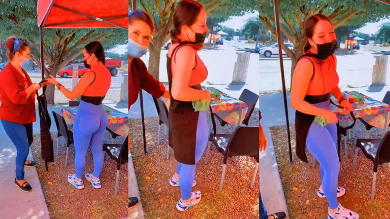 Mesera sorprende a todos y se viraliza por lucir outfit y figura fitness en su trabajo (Vídeo)