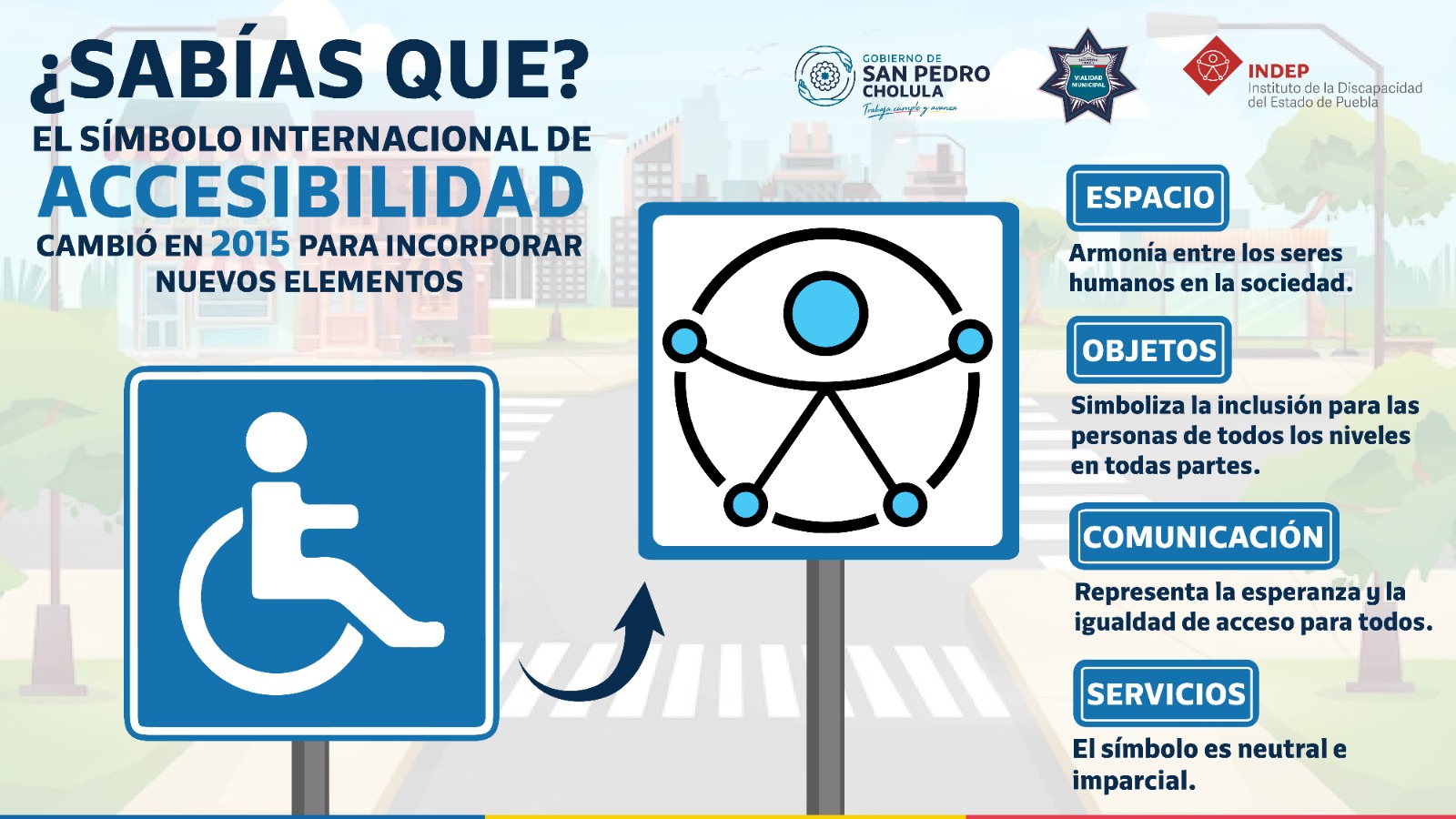 San Pedro Cholula se convierte en un ejemplo de inclusión al adoptar el símbolo de accesibilidad universal