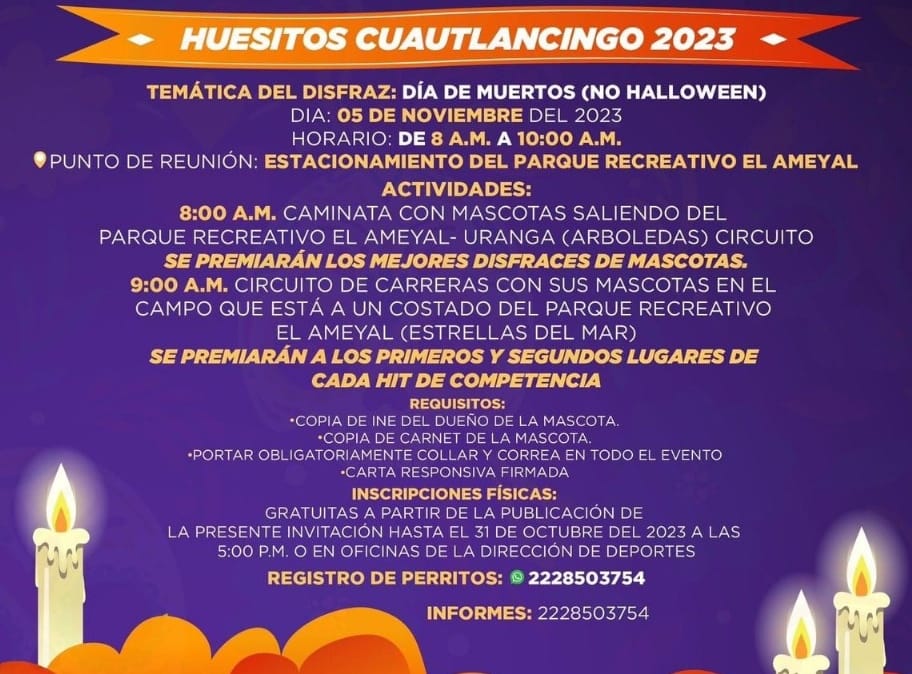 Caminata y Carrera "Huesitos Cuautlancingo 2023" celebra el Día de Muertos con una carrera temática de disfraces