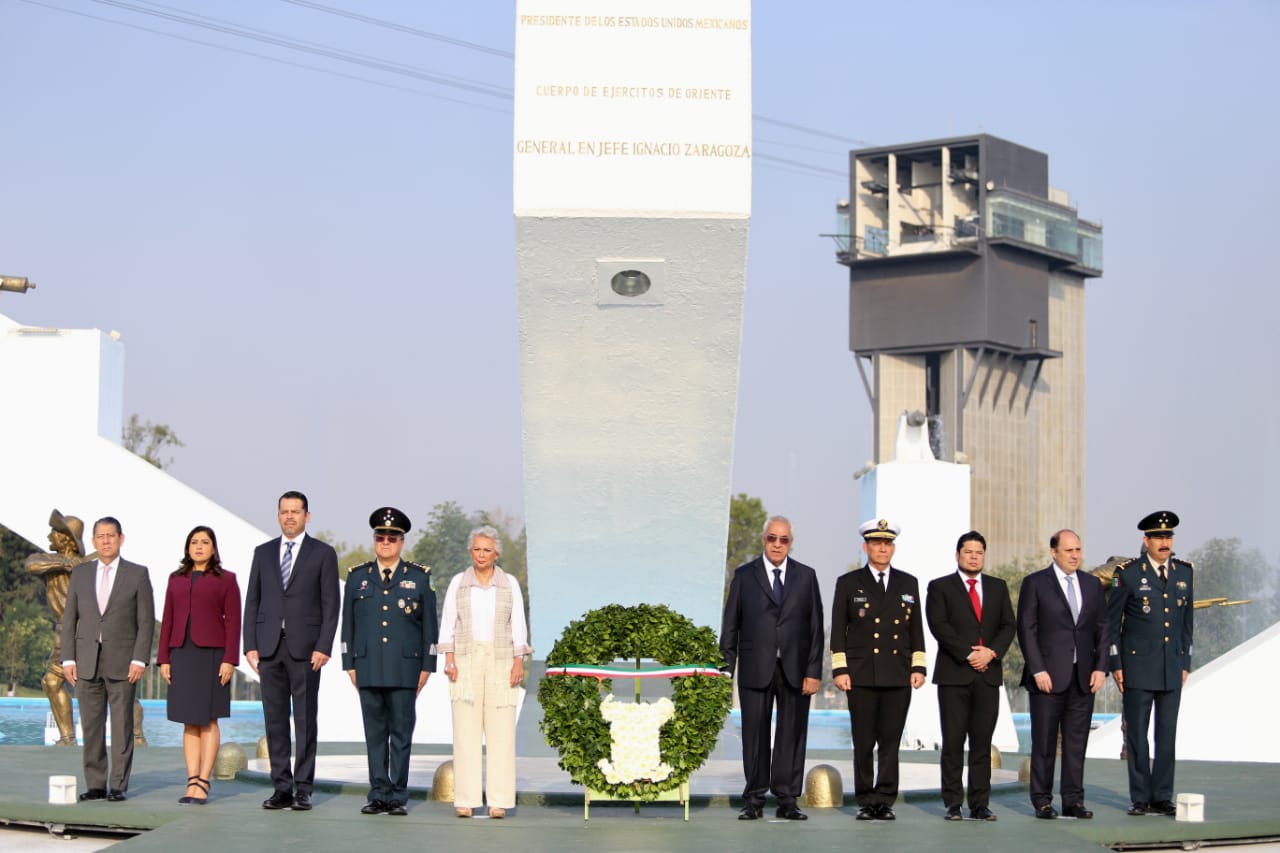 Estatales rinden homenaje en el 157 Aniversario de la Batalla de Puebla