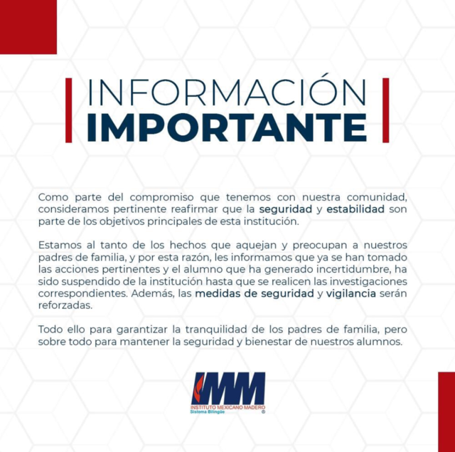 Publicaciones de alumno causa alarma en el Instituto Mexicano Madero