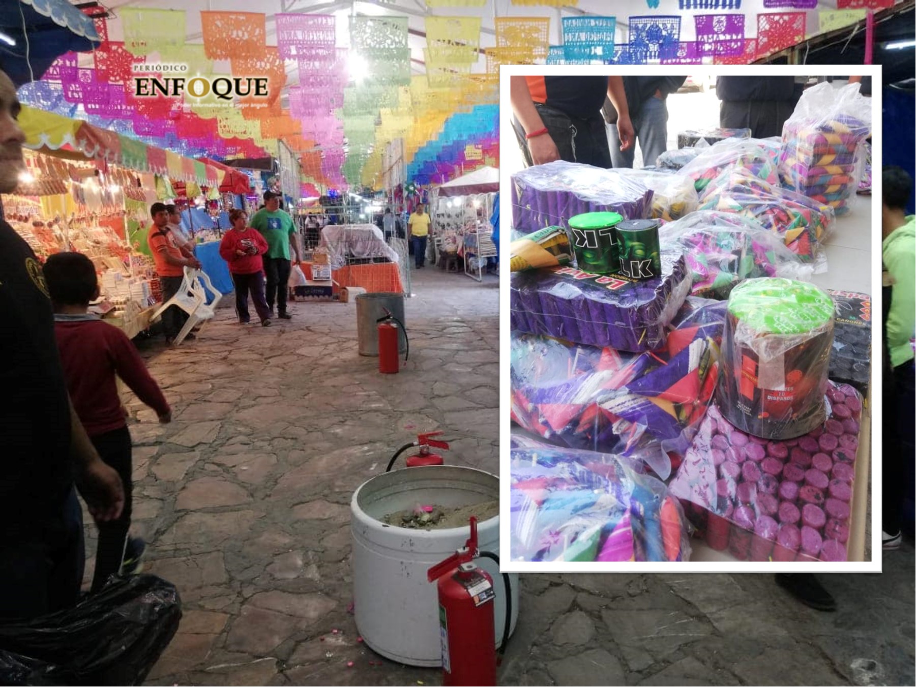 Decomisan 25 kilos de cohetes en el tianguis navideño de Tecamachalco