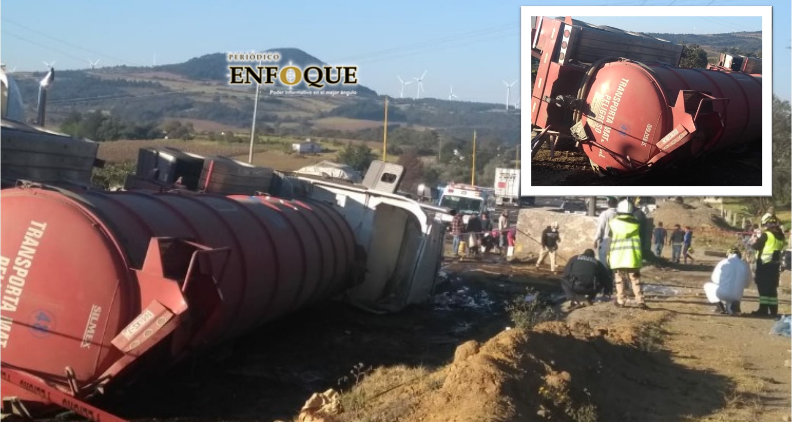Volcadura de tráiler con material peligroso provoca el cierre de la Puebla-Orizaba