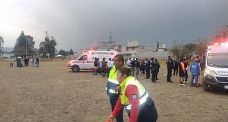 Autoridades atienden caída de rayo en cancha de fútbol en Tlaxcala