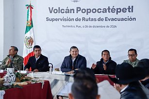 Gobierno revisa rutas de evacuación del volcán Popocatépetl