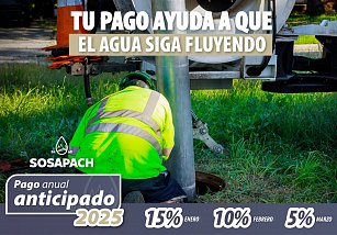 Aprovecha el 15% de descuento en el Pago Anual Anticipado SOSAPACH durante enero