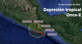 Depresión Tropical Once-E se intensifica frente a las costas de Oaxaca